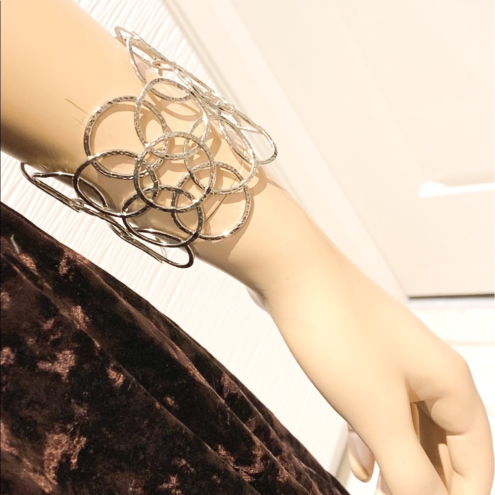 Silver toned circles cuff bracelet